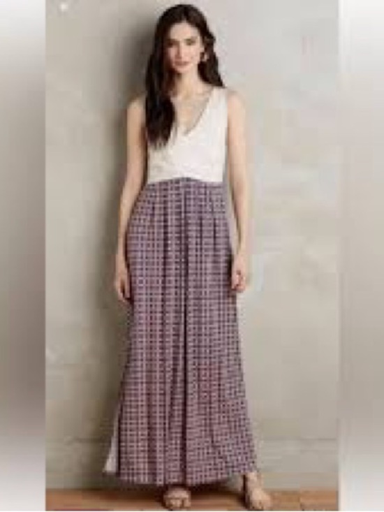 Maeve Dresses & Skirts - Maeve Anthropologie Geometric Faux Wrap Bodice Maxi Dress Sz S